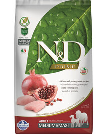 FARMINA N&D Prime Dog Adult Medium & Maxi su vištiena ir granatais 12 kg + 3 x FARMINA N&D Quinoa Dental Treat Fresh Breath Medium/Maxi 100 g (7 vnt.) DOVANŲ!