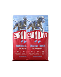CARNILOVE Active Dog Salmon & Turkey Adult Large Breeds 2 x 12 kg – sausas pašaras su lašiša ir kalakutiena suaugusiems didelių veislių šunims