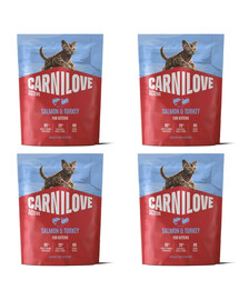 CARNILOVE Active Cat Salmon & Turkey for Kittens 4 x 400 g – sausas pašaras su lašiša ir kalakutiena visų veislių kačiukams