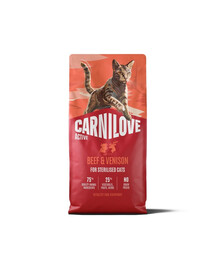 CARNILOVE Active Cat Beef and Venison Sterilised 2 × 6 kg – jautiena ir elniena sterilizuotoms katėms