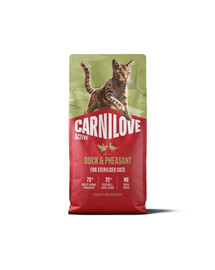 CARNILOVE Active Cat Duck and Pheasant Sterilised 2 × 6 kg – antiena ir fazaniena sterilizuotoms katėms
