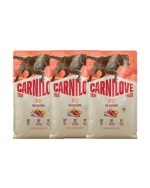 CARNILOVE True Fresh Dog Beef Adult 3x4 kg sucha karma ze świeżą wołowiną dla dorosłych psów
