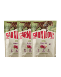 CARNILOVE True Fresh Dog Duck Adult 3x1,5 kg sucha karma ze świeżą kaczką dla dorosłych psów