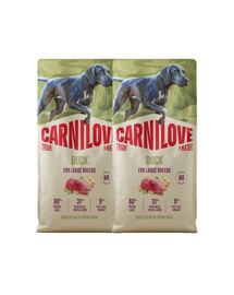 CARNILOVE True Fresh Dog Duck Adult Large Breeds 2 x 12 kg – sausas pašaras su šviežia antiena suaugusiems didelių veislių šunims