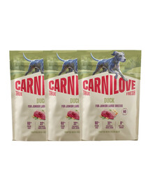CARNILOVE True Fresh Dog Duck Junior Large 3x1,5 kg sucha karma ze świeżą kaczką dla juniorów dużych ras