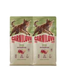 CARNILOVE True Fresh Cat Duck Sterilised 2x6 kg antis, skirtas sterilizuotiems katėms