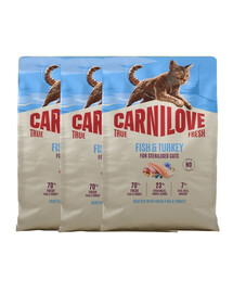 CARNILOVE True Fresh Cat Fish and Turkey Sterilised 3x2 kg ryba i indyk, dla kotów po sterylizacji
