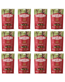 CARNCARNILOVE Crunchy Snack Cat Duck 12x50 g su antimILOVE Crunchy Snack Cat Duck 12x50 g z kaczką i malinami, chrupiący przysmak dla kotów