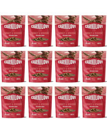 CARNILOVE Dog Jerky Turkey with Venision 12x100g przysmaki z indykiem i dziczyzną dla dorosłych psów