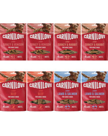 CARNILOVE Dog Jerky Mix Smaków 8x100g mięsne przysmaki dla dorosłych psów