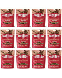 CARNILOVE Dog Jerky Turkey and Rabbit 12x100g przysmaki z indykiem i królikiem dla dorosłych psów