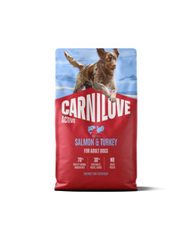 CARNILOVE Active Dog Salmon & Turkey Adult 3 x 4 kg – sausas pašaras su lašiša ir kalakutiena suaugusiems šunims