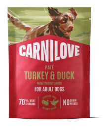 CARNILOVE Dog Pouch Turkey and Duck 300g šlapias maistas su kalakutiena ir antis suaugusiems šunims