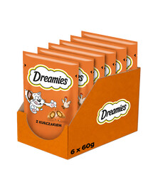 DREAMIES Chrupiące przysmaki dla kota o smaku kurczaka 6x60 g