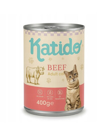 KATIDO Adult Cat Beef 6x400 g jautiena su lašišų aliejumi katėms