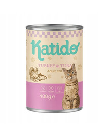 KATIDO Adult Cat įvairių skonių rinkinys su lašišų aliejumi 12 × 400 g – drėgnas ėdalas suaugusioms katėms