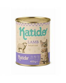 KATIDO Adult Cat su aviena ir veršiena 6 × 400 g – įvairių skonių drėgno ėdalo rinkinys suaugusioms katėms