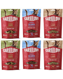 CARNILOVE Crunchy Snack Mix Smaków 6x50 g chrupiące przysmaki dla kotów