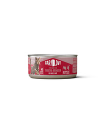 CARNILOVE Cat Can Paté Turkey and Reindeer 6 × 100 g – paštetas katėms su kalakutiena ir šiaurinių elnių mėsa.