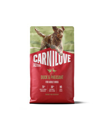 CARNILOVE Active Dog Duck and Pheasant Adult 4 kg antis ir fazanas šunims + CARNILOVE Dog Soft Snack Duck 200 g NEMOKAMAI