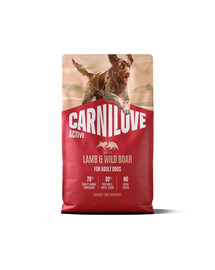 CARNILOVE Active Dog Lamb and Wild Boar Adult 4 kg ėrienos ir šerno mėsa šunims + CARNILOVE Dog Freeze Dried Lamb 60 g NEMOKAMAI