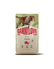 CARNILOVE True Fresh Dog Duck Adult 4 kg su šviežia antimi šunims + CARNILOVE Dog Soft Snack Duck 200 g NEMOKAMAI