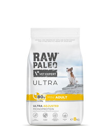 RAW PALEO Ultra Turkey Mini Adult 2 x 8 kg – sausas pašaras su kalakutiena suaugusiems mažų veislių šunims