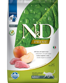 FARMINA N&D Prime Boar & Apple adult cat 2x5 kg maistas katėms su šerniena ir obuoliais
