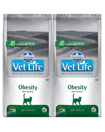 FARMINA Vet Life Cat Obesity 2x10 kg – maistas antsvorio turinčioms katėms