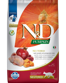 FARMINA N&D Pumpkin Quail & Pomegranate Cat Neutered 2x10 kg – maistas kastruotoms katėms