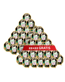 SHEBA Nature’s Collection tacka 44 x 85 g mokra karma pełnoporcjowa dla dorosłych kotów kawałki z łososiem przybranym groszkiem w sosie 22+22 GRATIS