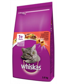 WHISKAS Adult su jautiena 3,8 kg sausas kačių maistas