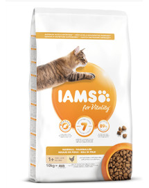 IAMS for Vitality katėms, turinčioms plaukų kamuoliuko problemų su šviežia vištiena 10 kg