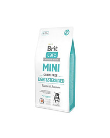 BRIT Care Grain Free Mini light & sterilizuotas triušis ir lašiša 7 kg