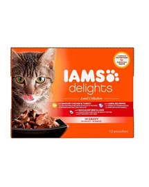 IAMS Cat Delights Adult All Breeds Land In Gravy Pouch 12 X 85 g