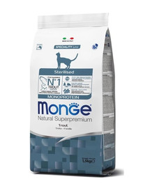 MONGE Monoprotein Cat Sterilised katiėms su upėtakiu 400g