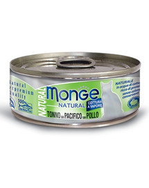 MONGE Natural Cat Geltonpelekis tunas su vištiena 80g