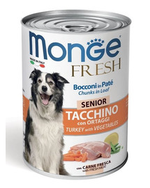 MONGE Fresh  Šunų maistas Senior kalakutėna tešloje 400g