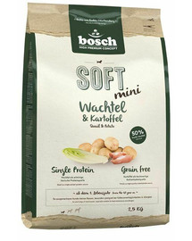 BOSCH Soft mini putpelės ir bulvės 2,5 kg + treniruočių skanėstai su stručiu 300 g