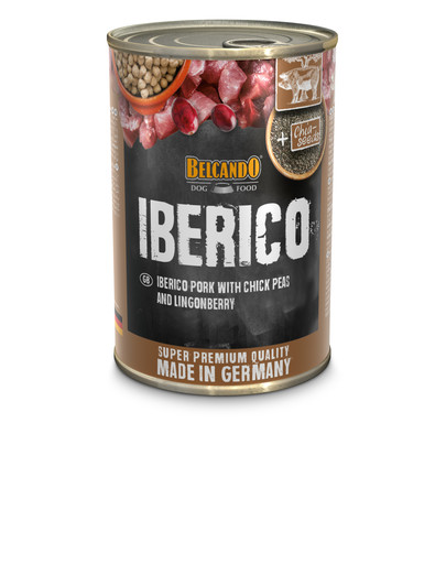 BELCANDO Iberico šlapias šunų maistas 400 g kiauliena, avinžirniai ir šilauogės