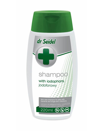 DERMAPHARM Dr. Seidel Jodoforinis šampūnas šunims 220 ml nuo bakterinių ir grybelinių odos infekcijų
