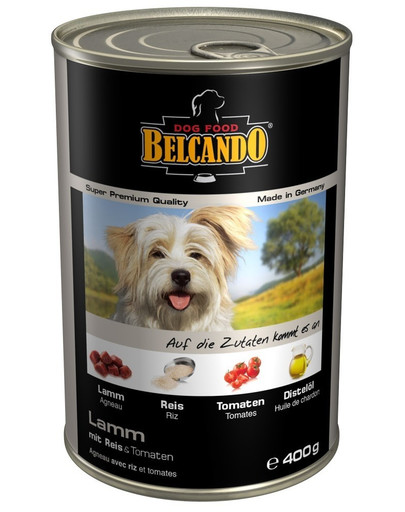 BELCANDO Super Premium Ėriena, ryžiai ir pomidorai 24x400 g šlapias šunų maistas