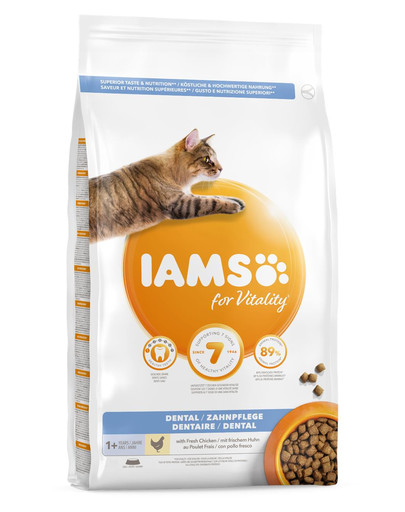IAMS For Vitality Dental sausas maistas suaugusioms katėms 3 kg burnos higiena