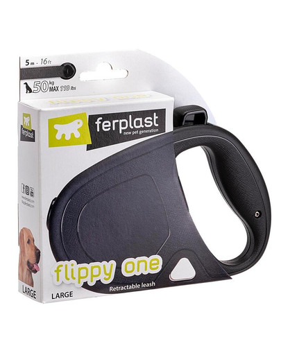 FERPLAST Flippy One Tape L Automatinis pavadėlis juostinis 5 m juodas
