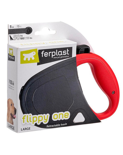 FERPLAST Flippy One Tape L Automatinis pavadėlis juostinis 5 m raudonas