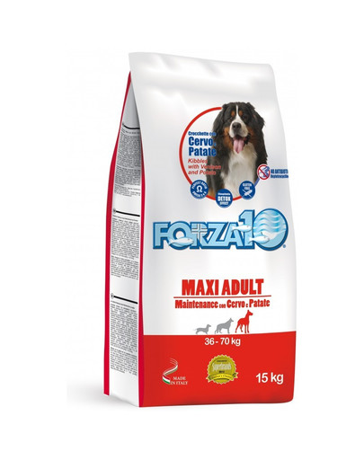 FORZA10 Maxi Maintenance su elnių ir bulvių sausu maistu suaugusių didelių veislių šunims 15 kg