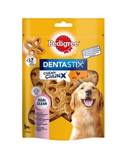 PEDIGREE Dentastix Chewy ChunX Maxi 5 x 68g – dantų skanėstai suaugusiems vidutinių ir didelių veislių šunims