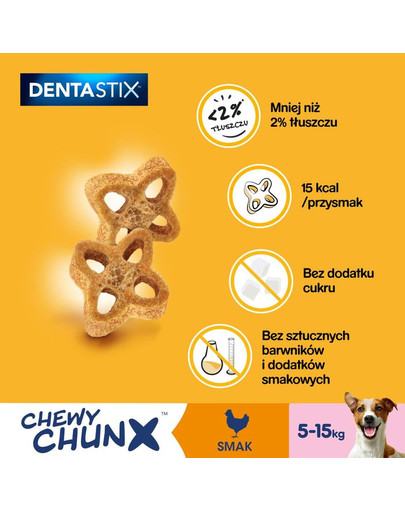 PEDIGREE Dentastix Chewy ChunX Mini 5 x 68g –dantų skanėstai suaugusiems vidutinių ir mažų veislių šunims