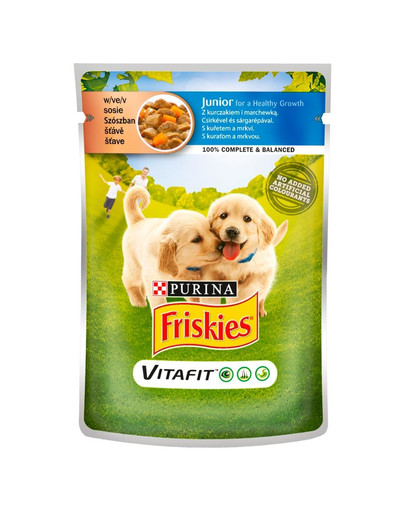 FRISKIES Vitafit Junior su vištiena ir morkomis padaže20x100g šlapias šuniukų maistas