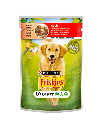 FRISKIES Vitafit Adult su jautiena ir bulvėmis padaže 100 g drėgnas šunų maistas